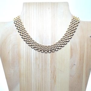 Vintage chainmail link gold choker necklace